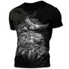 Retro Viking Tattoo 3D Print Men's T-shirts Summer Viking Odin Crew Neck Loose Short Sleeve Casual Tops Tees Oversized T Shirts