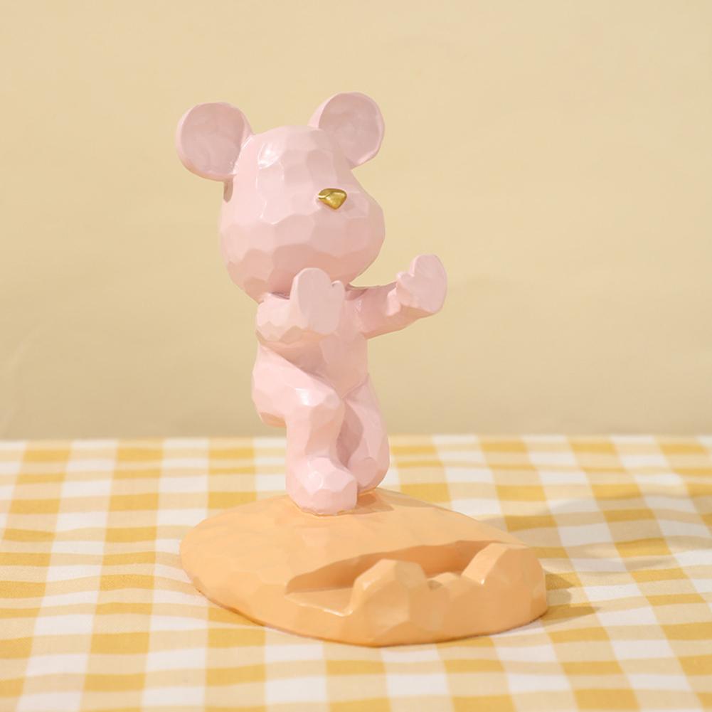 Cute Bear Shape Desktop Decoration Ornaments Resin Crafts Modern Minimalist Mobile Phone Holder Phone Stand