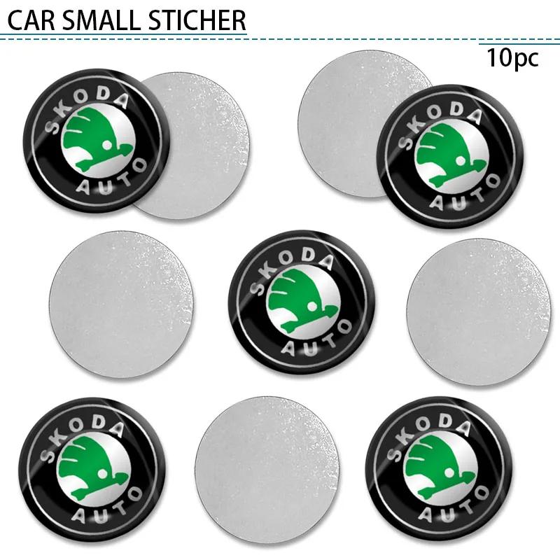 Car Sticker 2025 New 10Pcs Car Logo Car Center ConsoleTrumpet Decoration Sticker For Skoda Octavia Fabia Superb Roomster Kodiaq