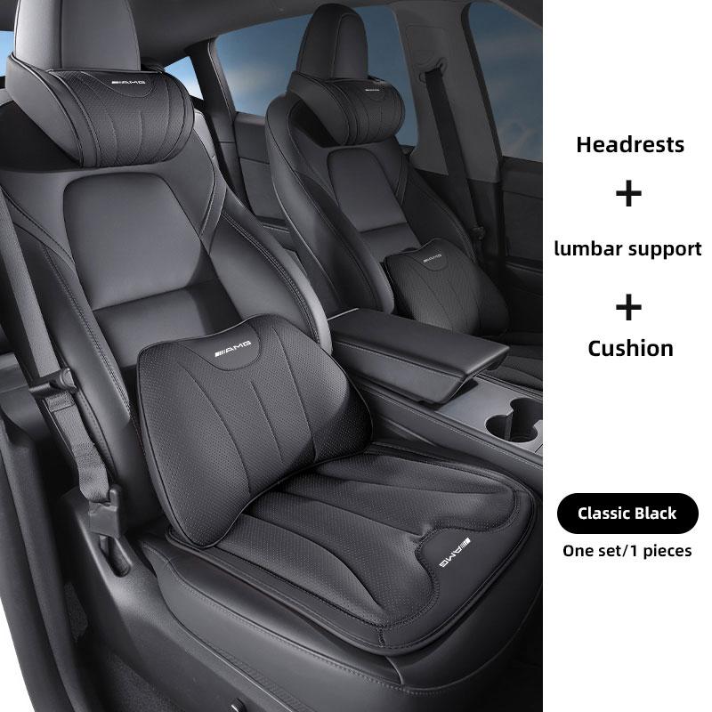 TWEK4 Car Headrest PU Leather Protection Lumbar Cushion Seat Interior Kit Accessories Car Hub Cap For Mercedes Benz AMG W214 W205 W204