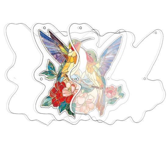 Acrylic Puzzles Sun Catcher Stained Glass Effect Window Hanging Decor Colorful