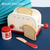 Мини-размер имитации хлебопечки и кофемашины, деревянный дизайн, мини-магазин завтраков, игрушки для ролевых игр, игровой домик