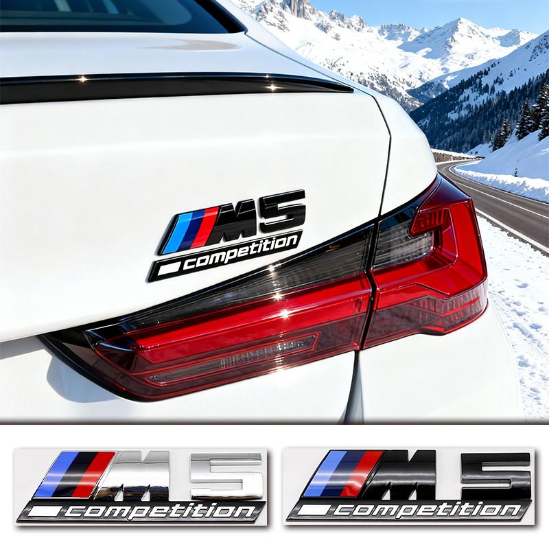 13cm 10.5cm ABS Trunk Emblem Badge For BMW M Power M1 M2 M3 Glossy Black Silver M4 M5 M6 M7 M8 Competition Tuning Accessories LNJ0