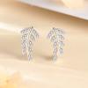Trend Diamond-encrusted Leaf Stud Earrings Female Simple Personality Versatile Fashion Temperament Small Fresh Earrings