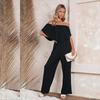 Spring and Summer Women's Jumpsuit One Shoulder Fashion Temperament Strapless Jumpsuit Casual Wide Leg Pants Female