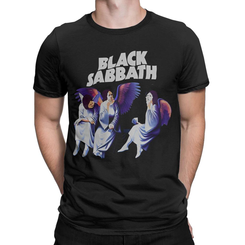 Мужские футболки Black Sabbath Heaven And Hell, хлопковые футболки, пляжный уличный стиль, футболка с коротким рукавом, с круглым вырезом, свободная футболка, большие размеры