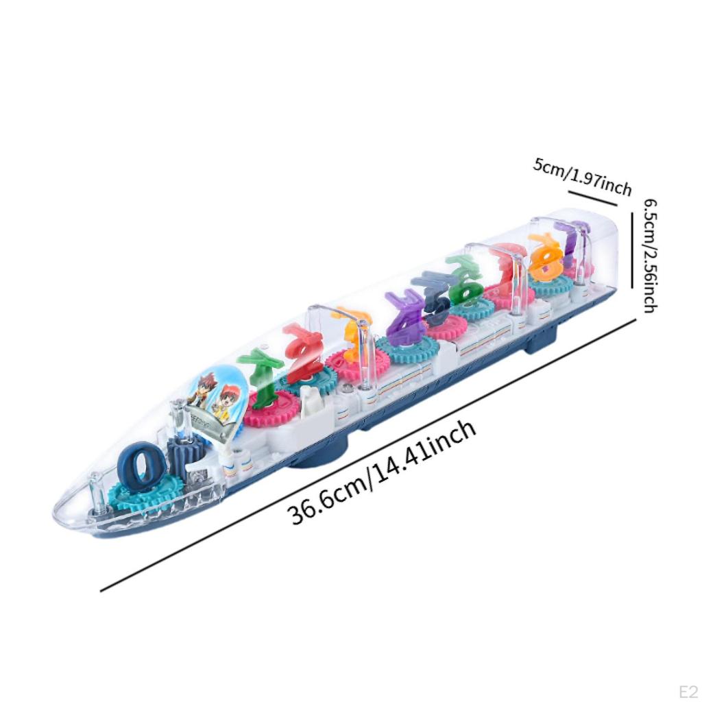 Electric Train Toy Sensory Colorful Interactive Fun Moving Gears Transparent 3D