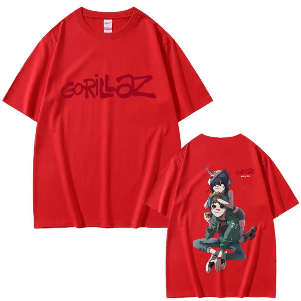 Футболка Gorillaz для фанатов рок-музыки, женская, повседневная, из мягкого хлопка, с круглым вырезом, топ, мужская, женская, хип-хоп, модная, винтажная, оверсайз, уличная одежда