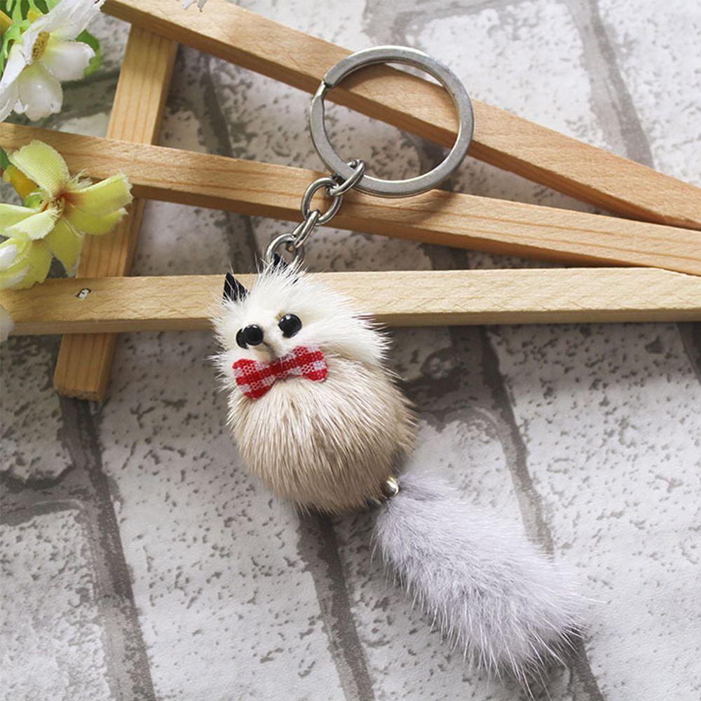 Decor Women Fur Ball Backpack Pom Accessories Car Keyring Keychain Key Chains Mink Fur Key Ring