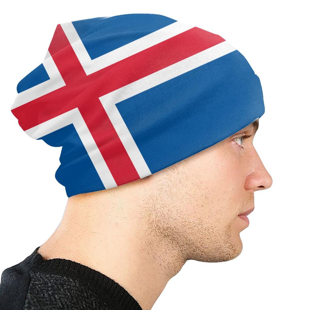 Шапка-бини с напуском в виде флага Исландии, женская уличная одежда унисекс, зимние теплые шапочки Skullies, шапки для взрослых, вязаная шапка-капюшон