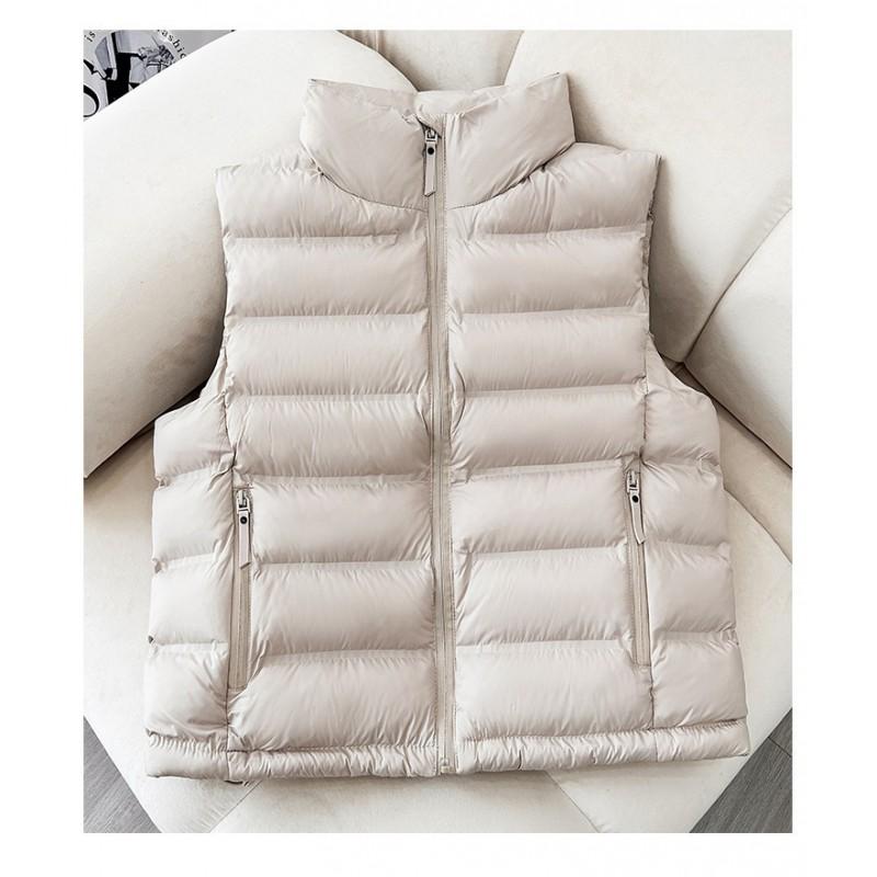 Womens Lightweight Down Cotton Vest 2025 Fall Winter Stand Collar Warm Sleeveless Coat