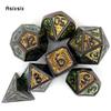 7 Pcs Green Standard Metal Dice Solid Metal Polyhedral Dice Set Suitable for Role-Playing RPG  Board Game Card Game