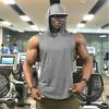 Muscleguys Однотонная Мужская Одежда для Бега и Спорта Худи для Бодибилдинга Майки без Рукавов с Капюшоном для Зала и Фитнеса Летние Хлопковые Дышащие Футболки
