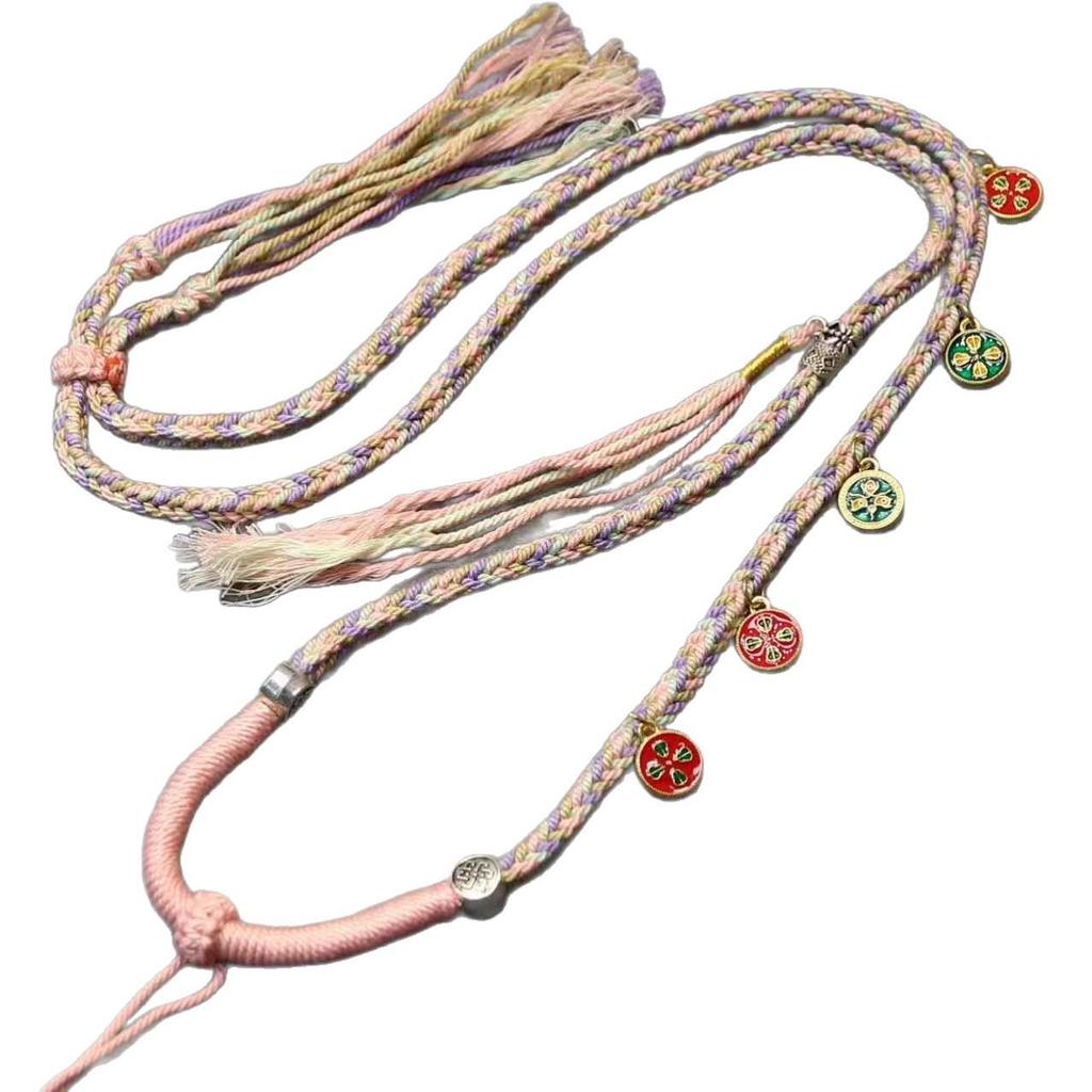 Тибетское ожерелье ручной работы «Пять богов богатства» - Плетеный шнурок-подвеска, вдохновленный традиционными культурными украшениями и дизайнами танки