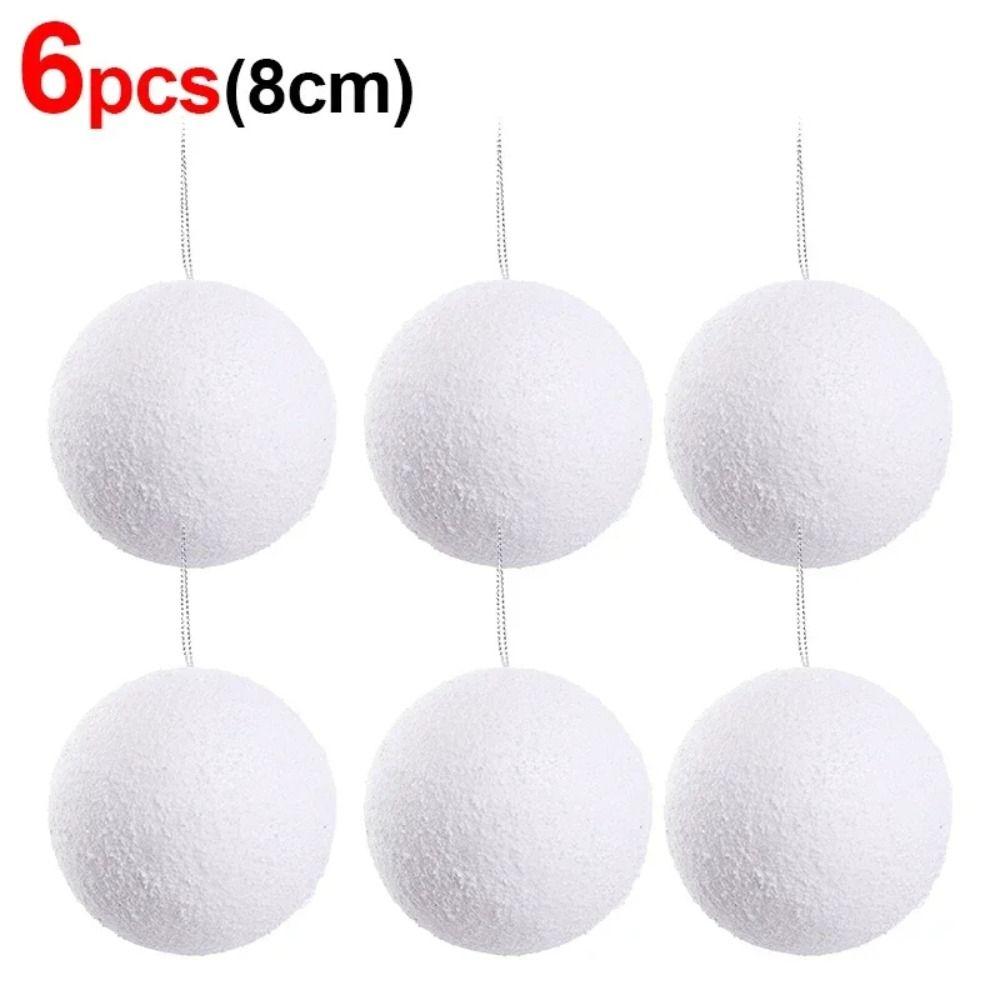 6 шт. Свадебные Рождественские украшения для елки Белые пенопластовые подвесные шары Новогодние праздничные принадлежности