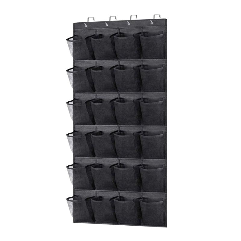 12/24 Grids Wall-Mounted Sundries Shoe Organiser Fabric Closet Bag Storage Rack Mesh Pocket Clear Hanging Over The Door Box