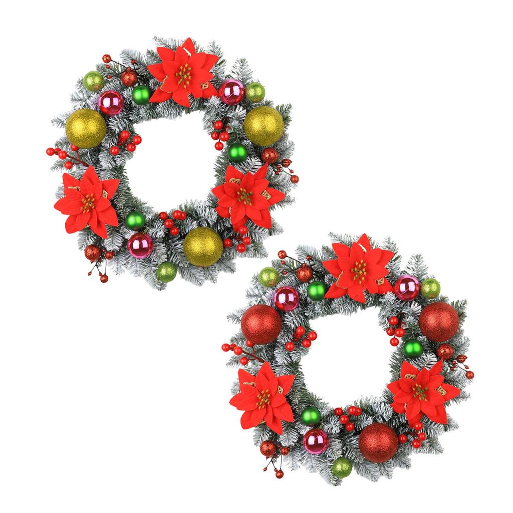 Decorative Artificial Christmas Wreath 40cm Floral Garland for Front Door Wall Indoor Outdoor Party Accent