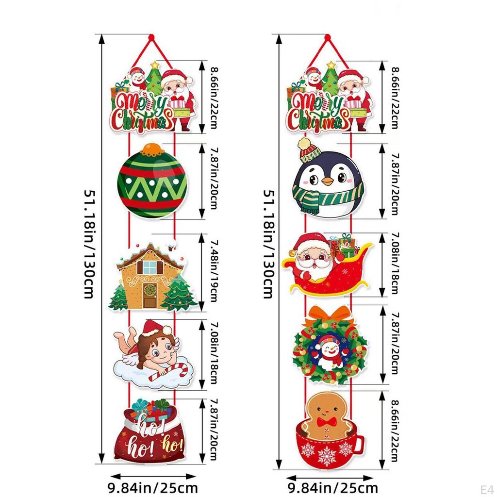 2 Pack Christmas Door Hanging Ornaments Front Signs for Window, Porch, Holiday, Wall
