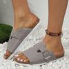Fashion 2024 Hot Sale Summer Shoes Female Open Toe Women's Slippers Buckle Solid Flat Casual Beach Large Size Slippers Zapatos De Mujer