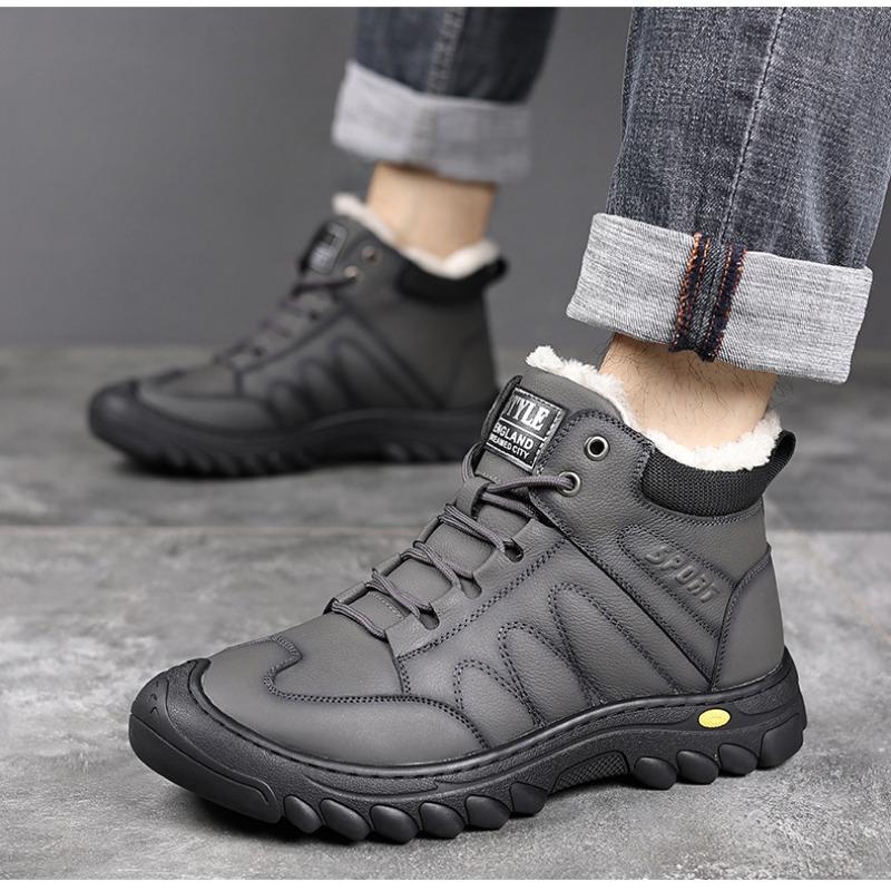 Модные зимние мужские ботинки из коровьей кожи и хлопка, новые дизайнерские повседневные теплые мужские зимние ботинки с мягкой подошвой, модные повседневные мужские ботильоны