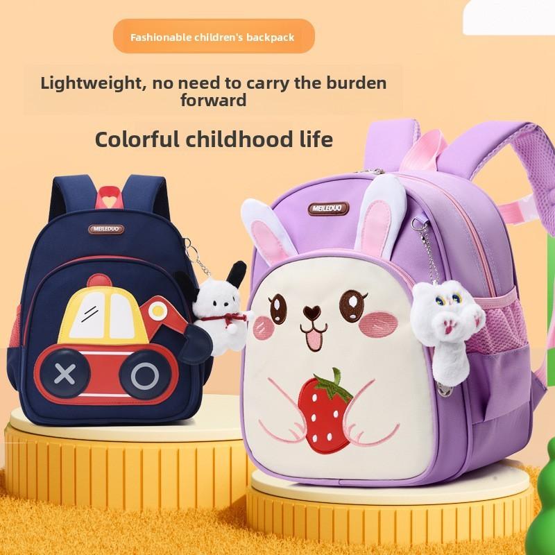 Children School Backpack With Oxford Material And Rabbit Car Pattern For Kids