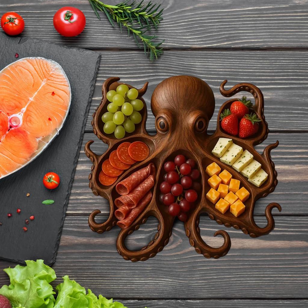Поднос для закусок, морской поднос для сыра, мяса и фруктов – Доска для вечеринки в океанской тематике – Уникальный подарок для любителей морепродуктов и артистов