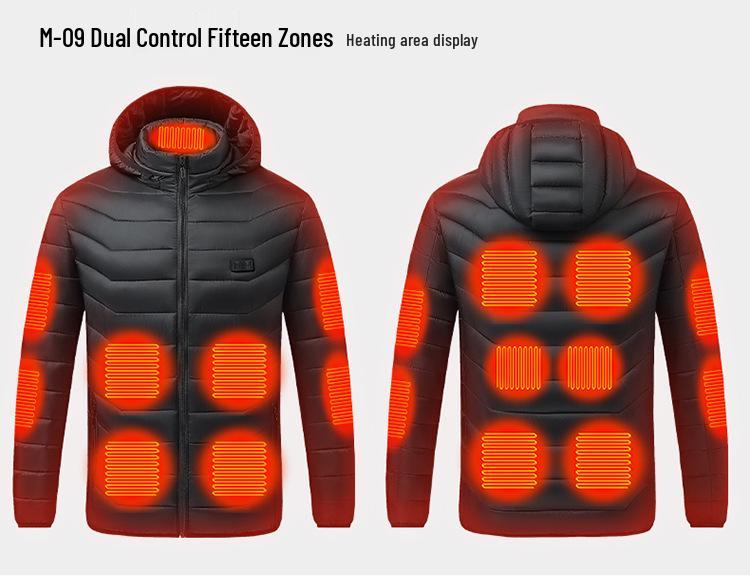 Умное теплое хлопковое пальто для пары для улицы с 21 зоной контроля температуры