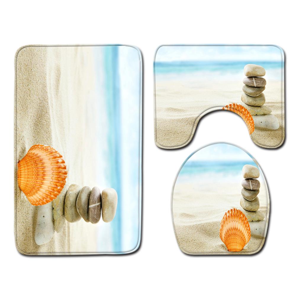 Ракушка Коврик для ванной пола Туалетный Набор из трех предметов