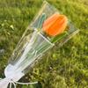 Romantic 30cm Knitting Flower Rose Tulips Handmade Gifts Knitted Tulip Bouquet Crochet Fake Floral Wedding Party Decor