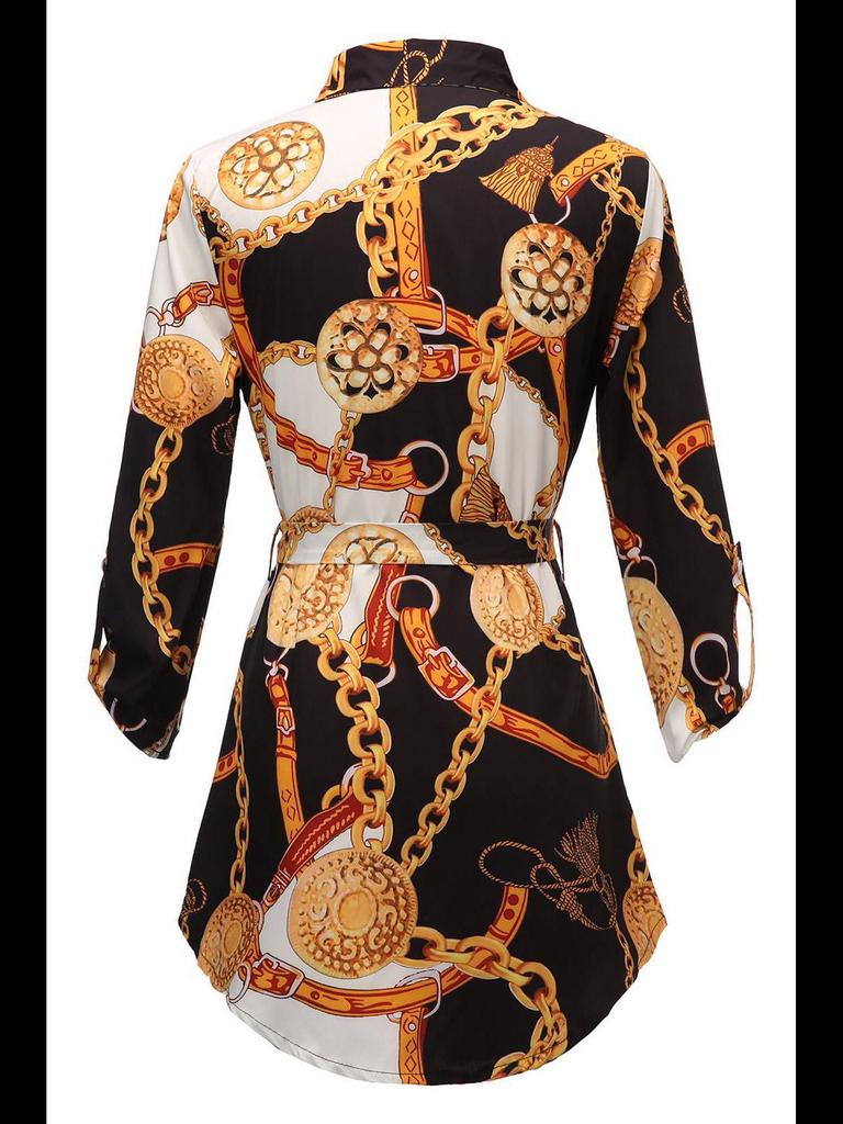 Юбка с золотой цепочкой и принтом в европейском и американском стиле «бабочка»: 2025 Новое модное сексуальное короткое платье осень/зима