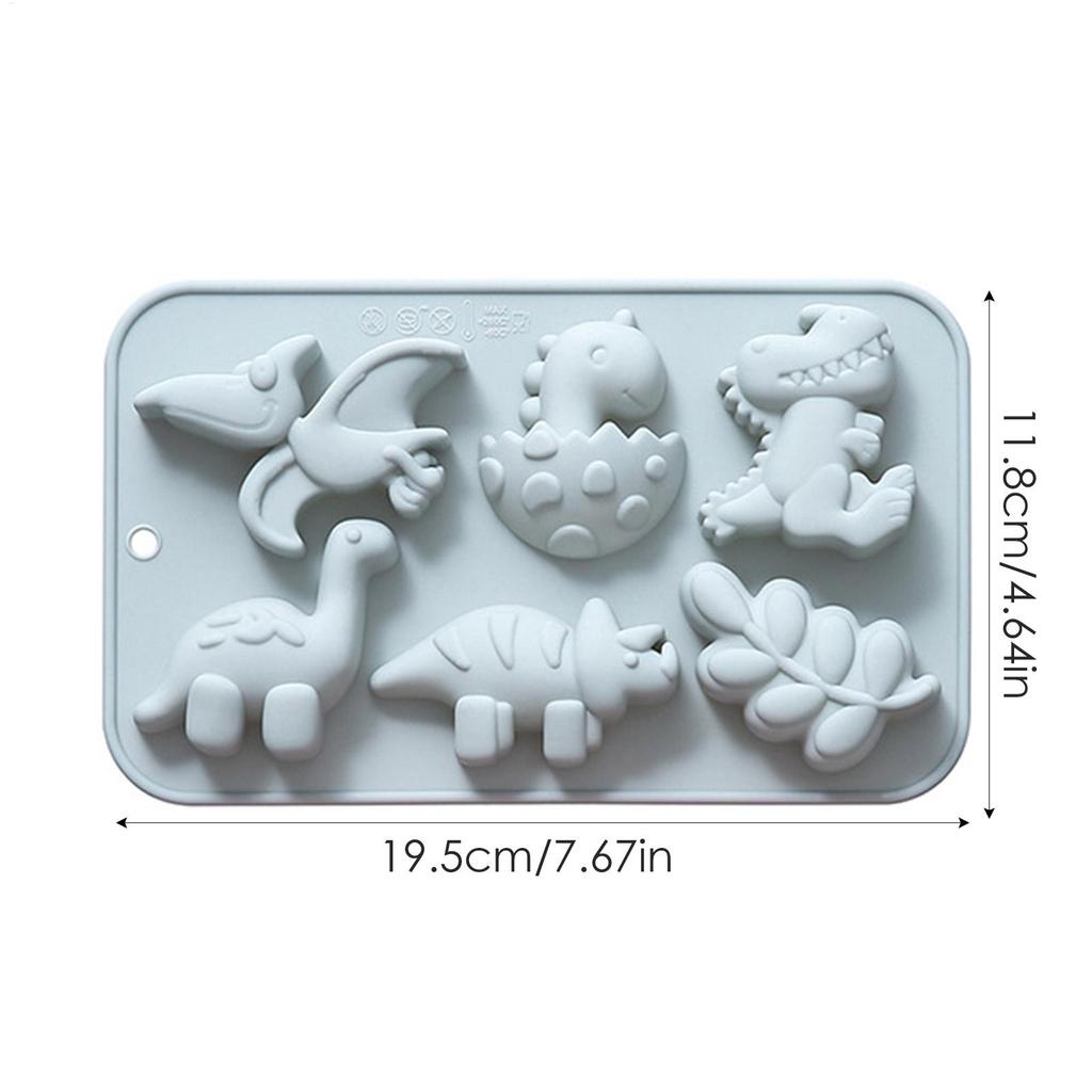 Cute Cartoon Dinosaur-Shaped Silicone Cake Mould 3D 6 Cavity Dinosaur Theme DIY Chocolate Fondant Cake Mold Baking Decor