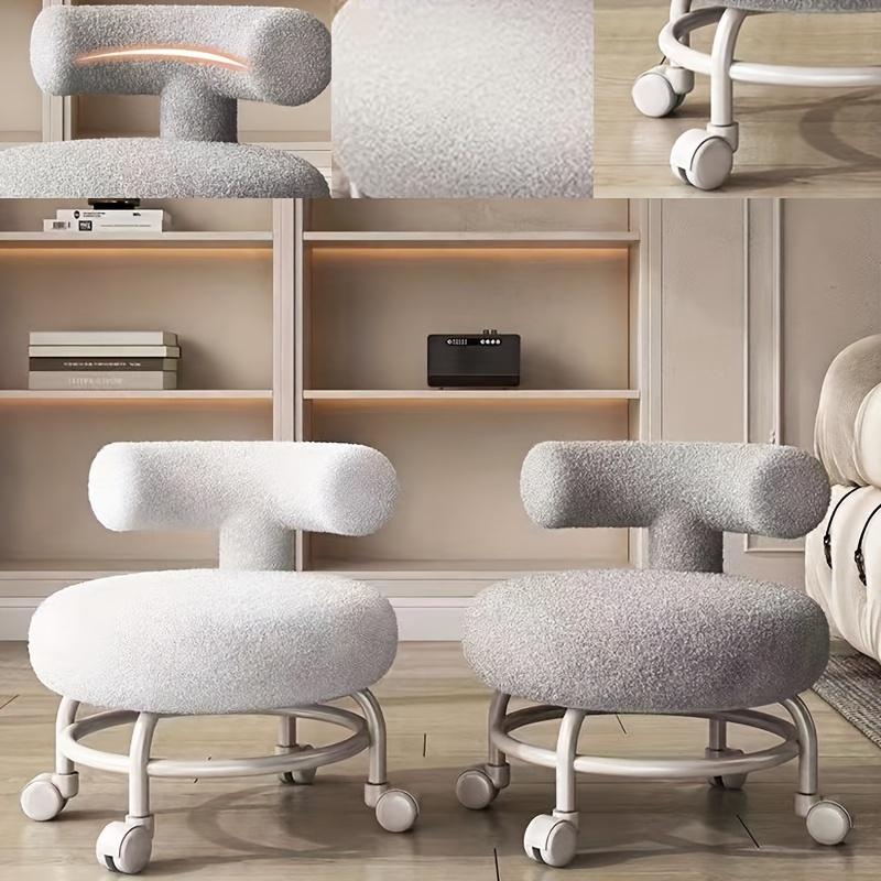 Круглый табурет на роликах со спинкой, табурет для красоты, макияжа, тату-салона, спа-табурета, кресло для ленивой работы по дому