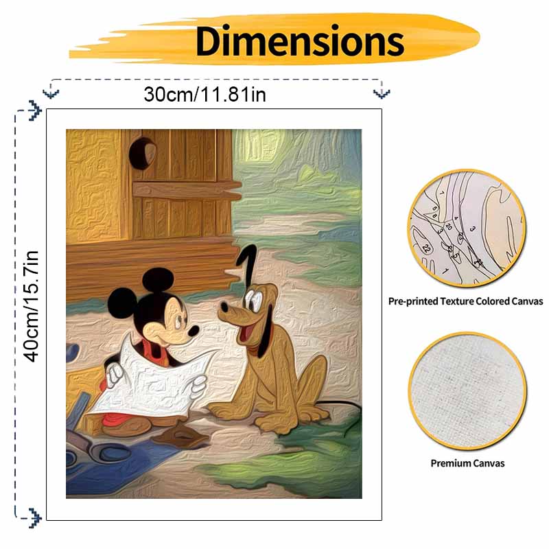 Disney Mickey Mouse and Pluto oil painting kit digital painting art handmade diy home room decorations