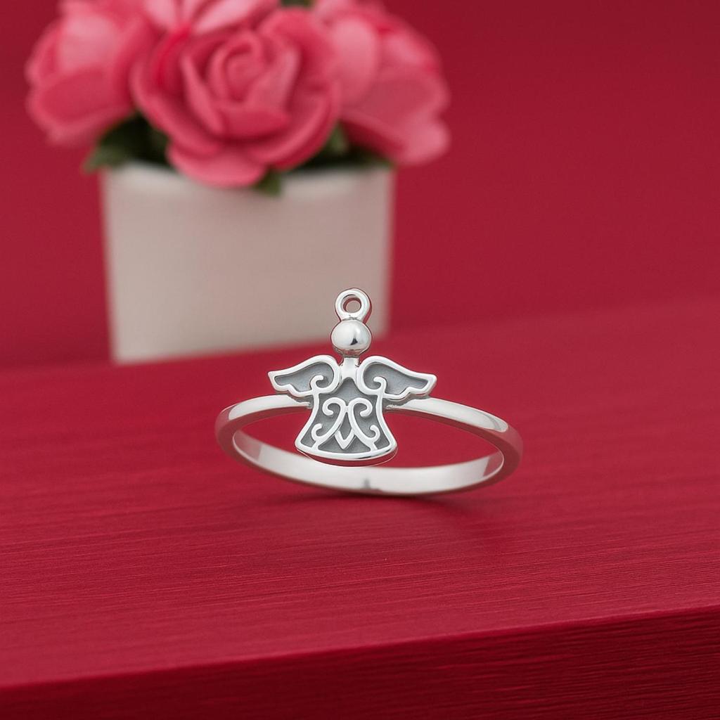 Минималистичное женское кольцо из стерлингового серебра 925 пробы с силуэтом ангела