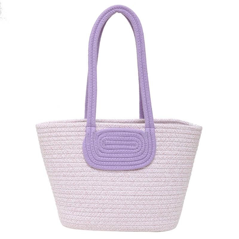 Тканая большая модная повседневная сумка 2024 года, летняя новая корейская версия сумки через плечо в иностранном стиле, плетеная соломенная сумка-тоут