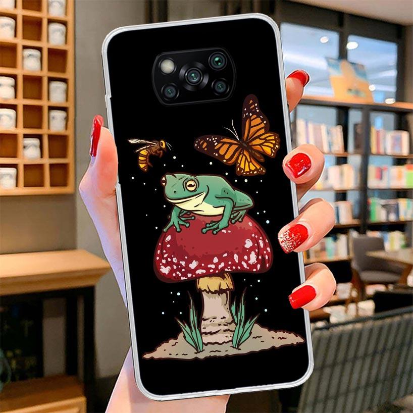 Cottagecore Frog Mushroom Kawaii Cover Phone Case For Xiaomi Poco F7 Ultra X7 X6 X5 Pro M7 Redmi 15C 15 13C 13 12C 12 10C 10 9A
