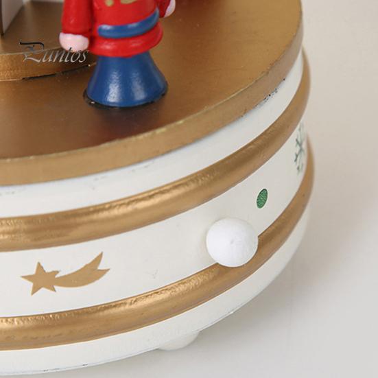 Wooden Christmas Tree Music Box Rotating Music Box Holiday Desktop Figurine for Living Room Bedroom Party Decoration