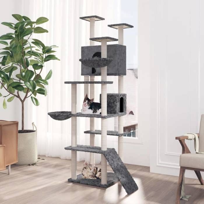 Maison Exclusive - Arbre à chat avec griffoirs en sisal Gris foncé 191 cm