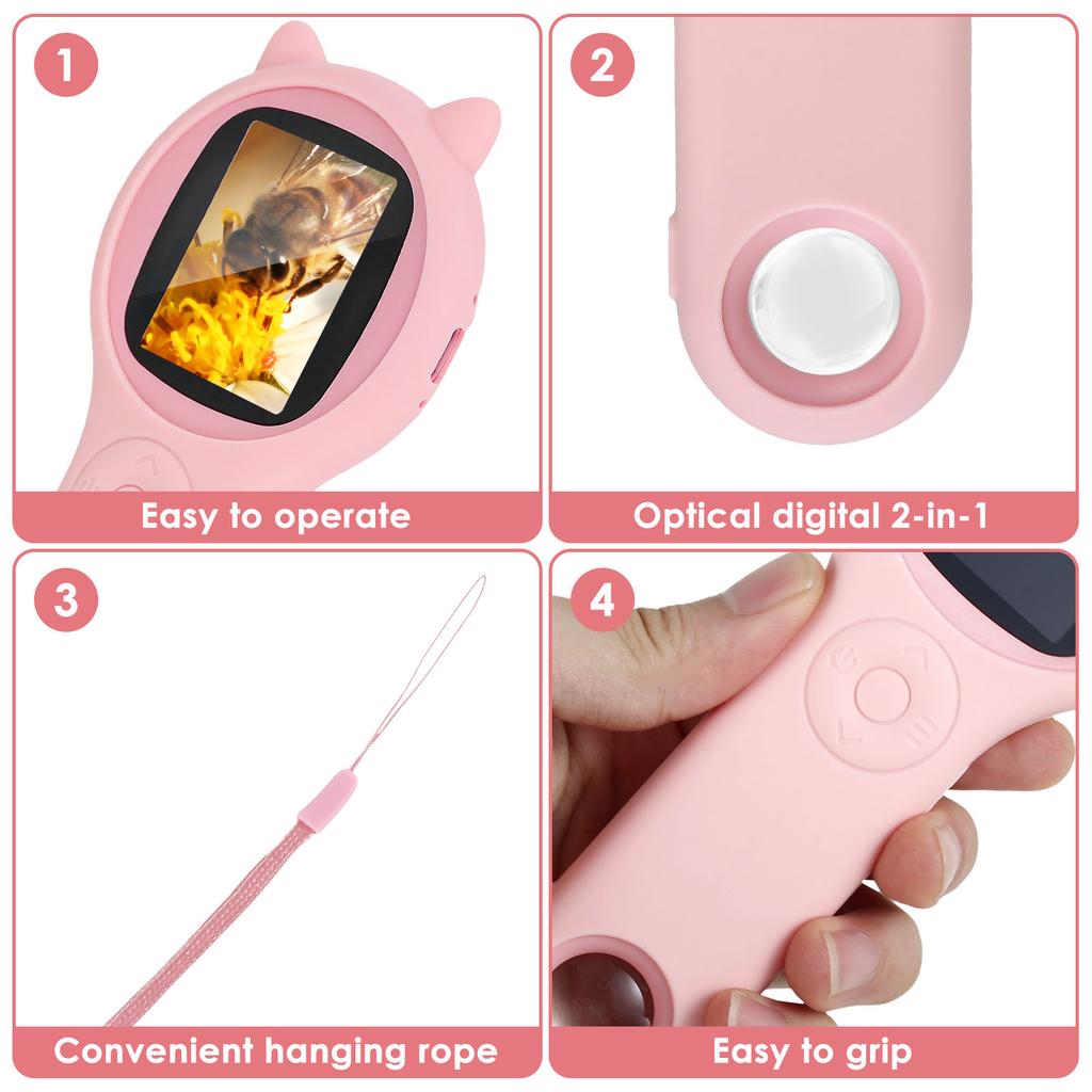 Handheld Magnifying Glass with 2 Inch IPS Screen 500X Digital Microscope USB Rechargeable Portable Kids Educational Science Toys