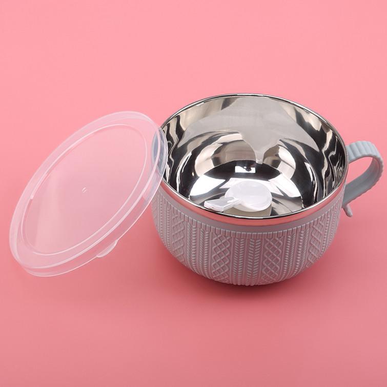 Миска для лапши с крышкой, лапша, рисовый суп, мультяшная миска с двойной изоляцией, кухонные принадлежности