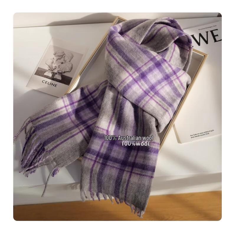 HANDUNYOU Australian Wool Plaid Scarf