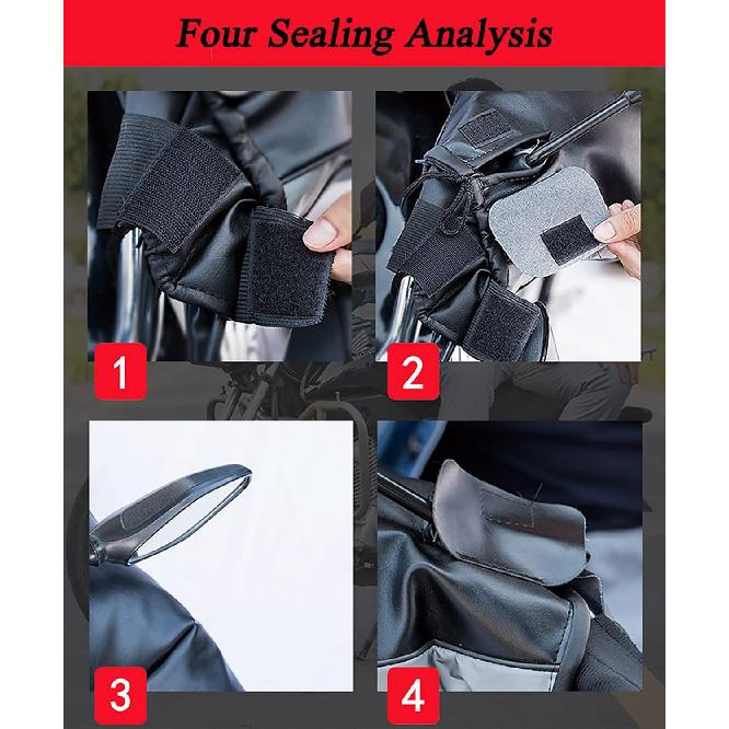 Handlebar Gloves Winter Handlebar Muffs, Motorcycle PU Leather Warm Waterproof Glovers, Motor Scooter Protection Handlebar Thermal Gloves