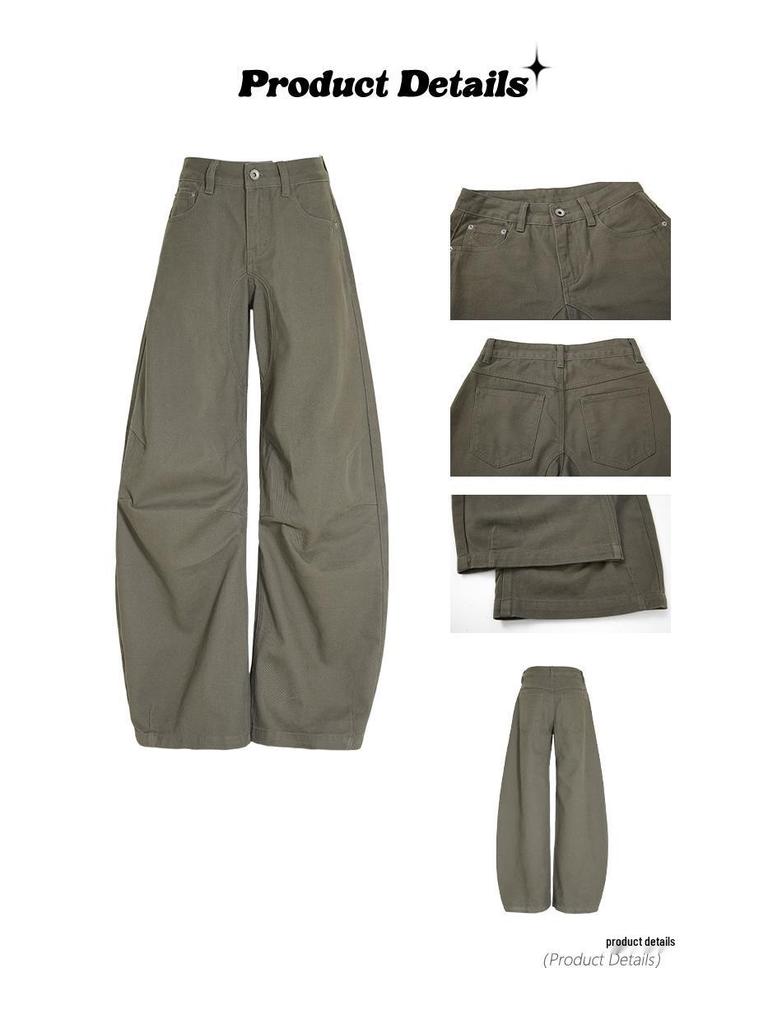 2025 Осень/Зима Американские Ретро Широкие Джинсы в Пол Свободного Кроя, Подчеркивающие Фигуру, с Карманами