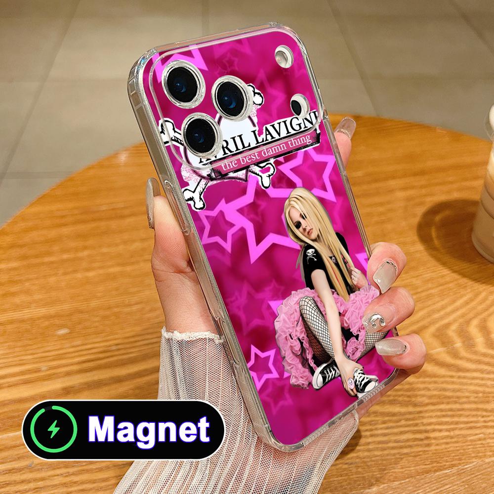 Avril Lavigne Прозрачный ТПУ Magsafe Чехол для Мобильного Телефона для iPhone 17 16 15 14 13 12 11 Air Pro Max Plus Mini Цветной Чехол