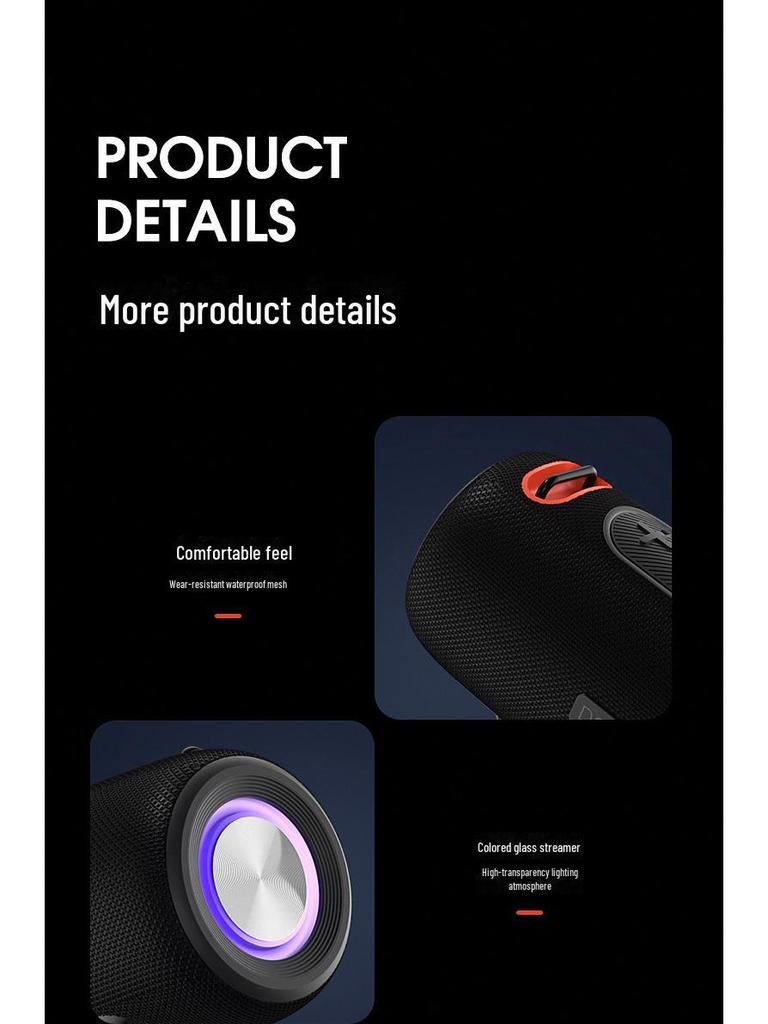 Портативный Bluetooth-динамик мощностью 30 Вт: Высокая громкость, качественный звук, водонепроницаемость IPX6, ритмичная цветная подсветка для использования на открытом воздухе.