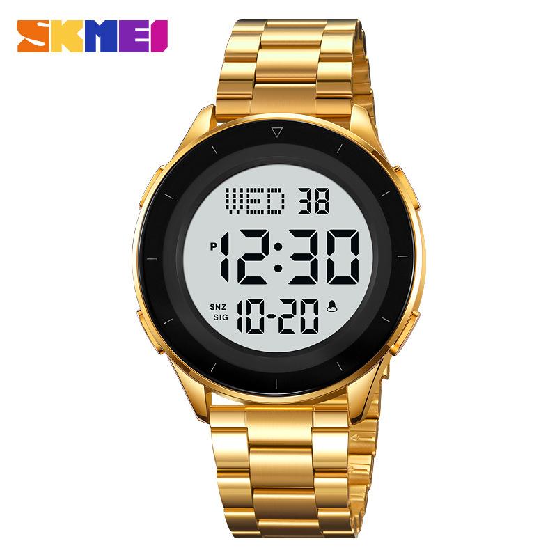 Взрывной момент американские стальные поясные электронные часы круглые модные многофункциональные спортивные водонепроницаемые электронные часы