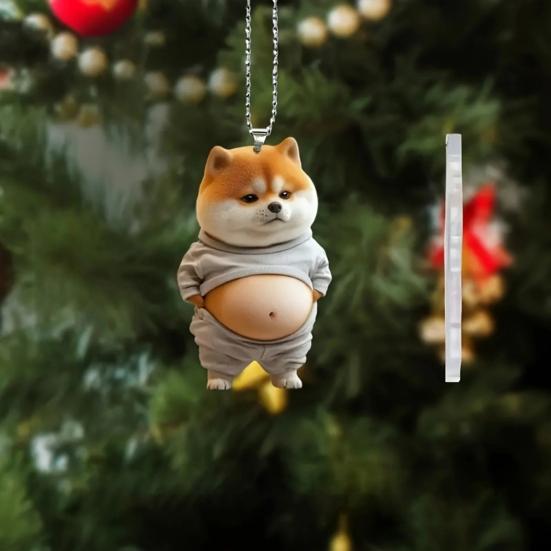 Брелок в виде толстого щенка 2D, плоский акриловый мультяшный пес, украшение для зеркала автомобиля, рюкзаки, подвеска для домашнего декора