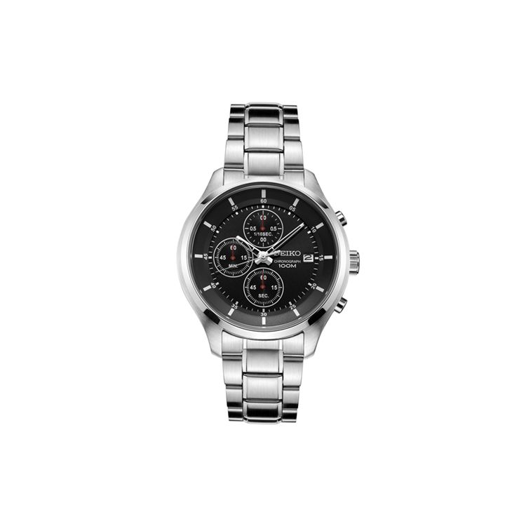 Seiko Мужские кварцевые часы с хронографом на три циферблата, водонепроницаемость 100 метров, стиль Business Casual, модные, Черные SKS539P1