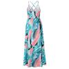 Summer Dress Dress Women's Dress Beach Skirt Print Belt Skirt Cross Strap Dress V-neck Vest Dress