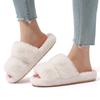 Fashion Litfun Winter Women Fluffy Slippers Winter 2024 Platform Plush Open Toe Slippers Indoor Fur Flat Slides Women Fuzzy House Shoes
